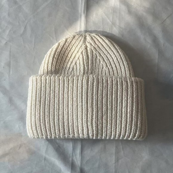 Acne Studios White Knitted Hat With Embroidered Logo Patch main image 5